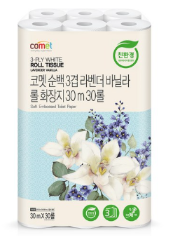 코멧 순백 3겹 라벤더 바닐라 롤화장지